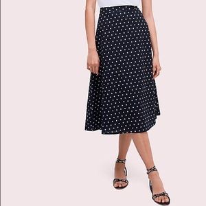 NWT kate spade dot cotton midi skirt black size 12